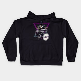 Cat playing drums Kids Hoodie